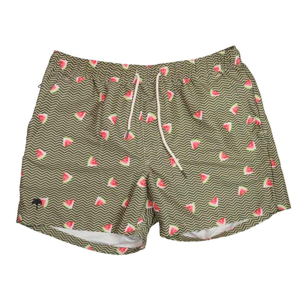 OAS Watermelon Swim Trunks Mens XXL Green Chevron 5in Inseam Fast Dry Beach Pool
